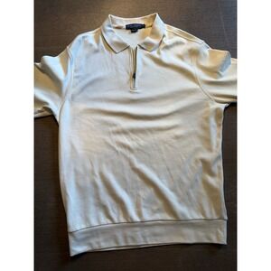 Daniel Cremieux Collection Mens Large Cream 100% Cotton Quarter Zip Polo Sweater